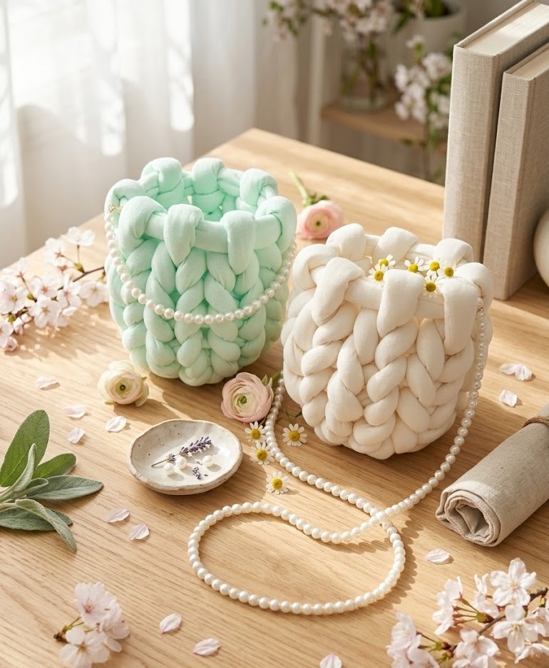 ##Mini Bag Bonbon | Chunky Knit & Perle##